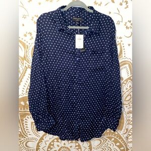 NWT Banana Republic Boyfriend Fit Polka-Dot Button Shirt